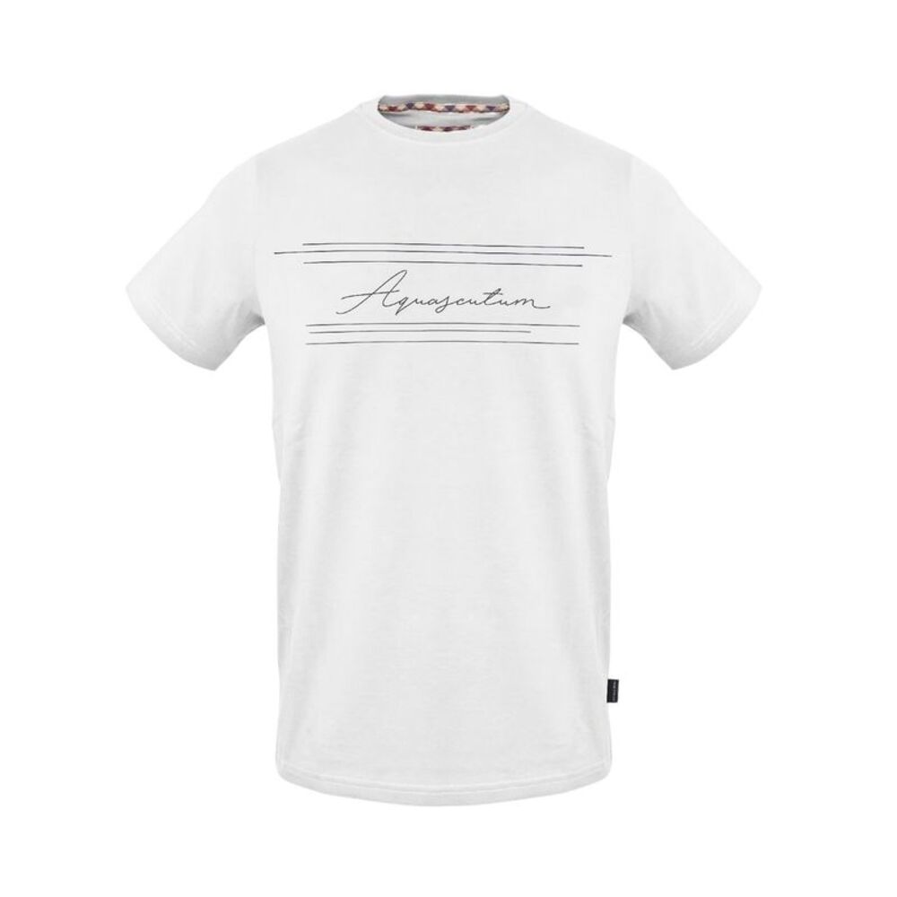 Aquascutum Mens Script Crew Neck / White